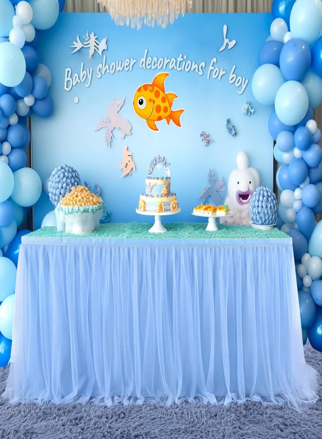 Suppromo 2 Pack 6ft Blue Tulle Table Skirts for Rectangle Tables or Round Tables Blue Tutu Tablecloth Cover for Baby Shower Boy Birthday Party Wedding Cake Dessert Table Decorations - Image 3